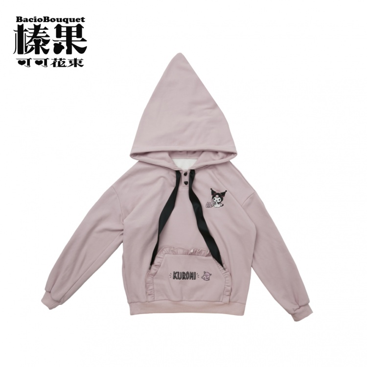 Sanrio Authorized Embroidery Front Velvet Lining Hoodie